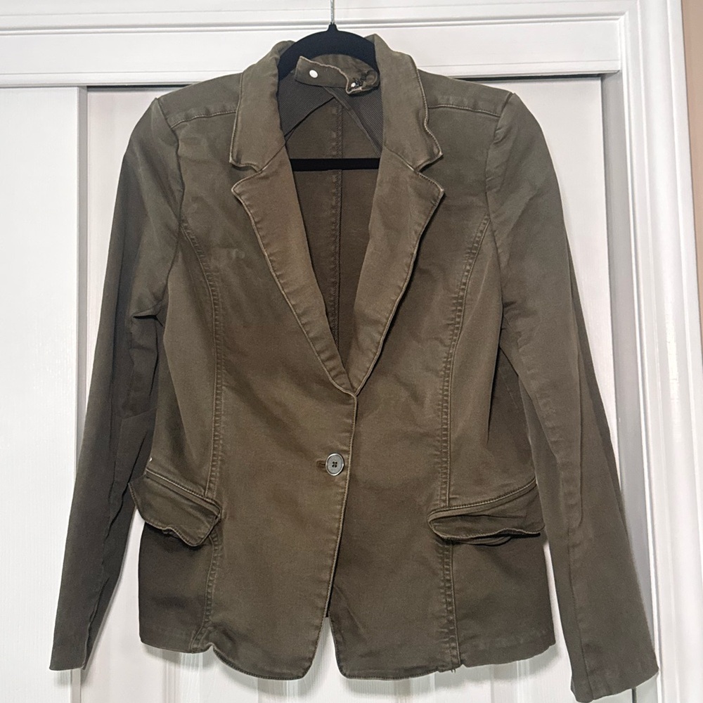 Olive green military jacket w/ patchwork elbows